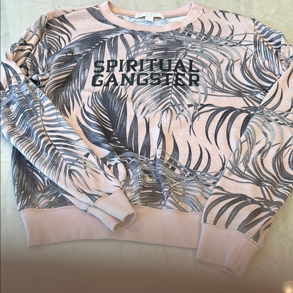 Spiritual Gangster Pink and Gray Leaf Print Sweatshirt. Super cozy! 💕